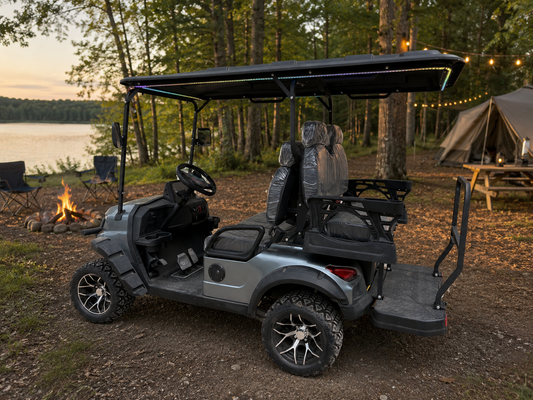 Electric Golf Cart - 2+2 Seats - Blue/Gray