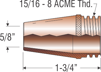 TWECO 5/8 COARSE THREAD NOZZLE    Part # 24CT62S