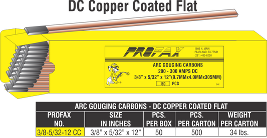 DC COPPER COATED FLAT CARBONS Part # 3/8-5/32-12C